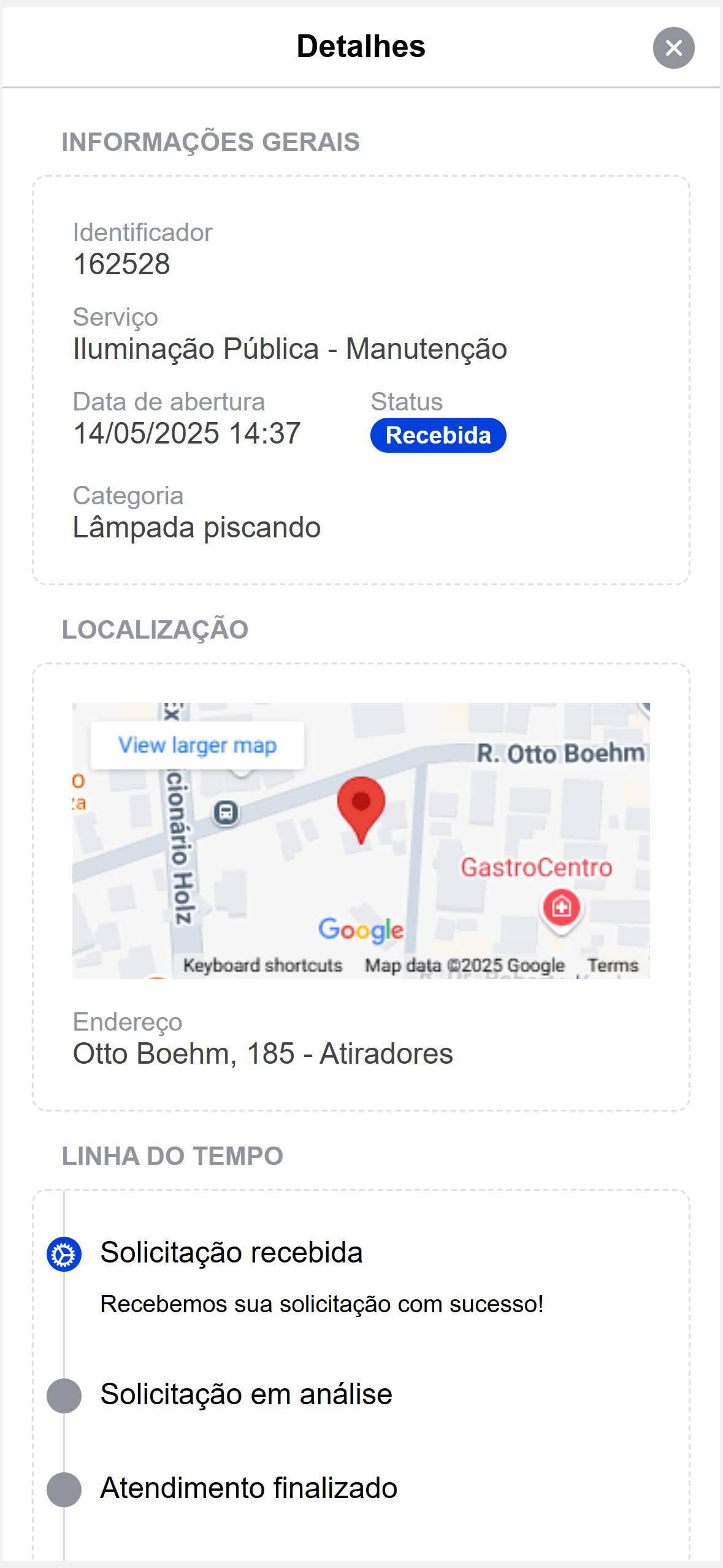 Joinville Fácil Tela Solicitação